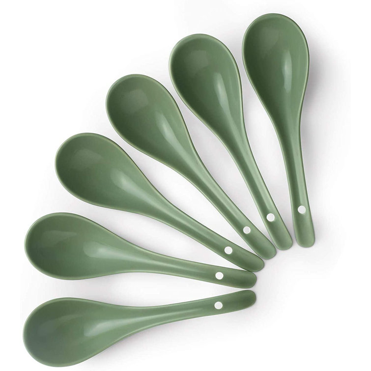 Red Barrel Studio® Asian Soup Spoons, Ceramic Soup Spoon With Long